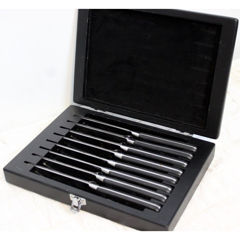 The Main Ingredients Steak Table Knife Set of 8 in Black Storage Box Sleeves